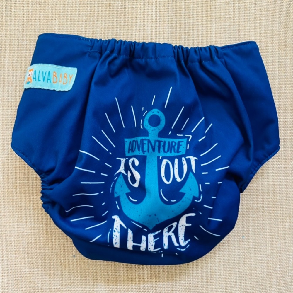 ALVABABY One Size Positioning Sailor Printed Swim Diaper/ Fit 2 yrs and under